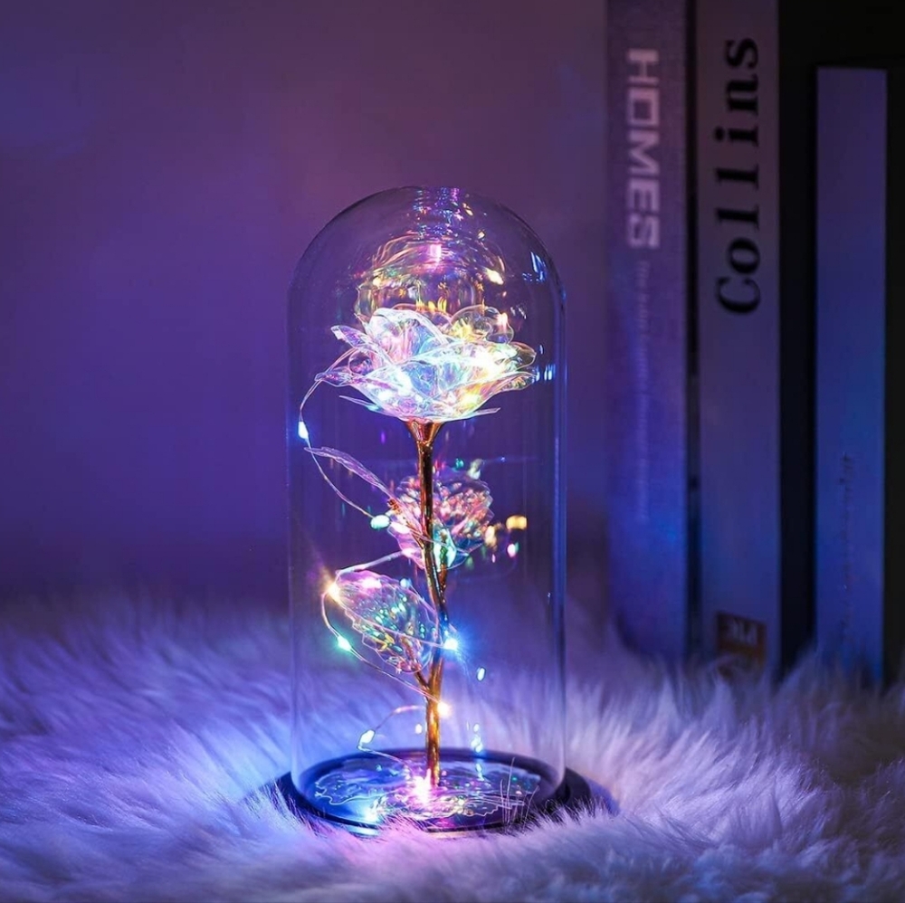 LED Rose in Glass Dome
